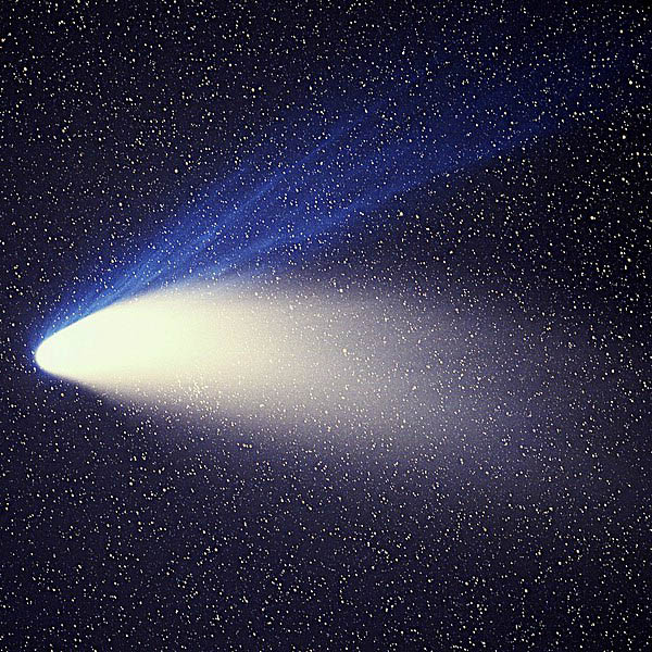 Image of Comet Hale-Bopp and its tail. Image credit: E. Kolmhofer, H. Raab; 
					Johannes-Kepler-Observatory, Linz, Austria