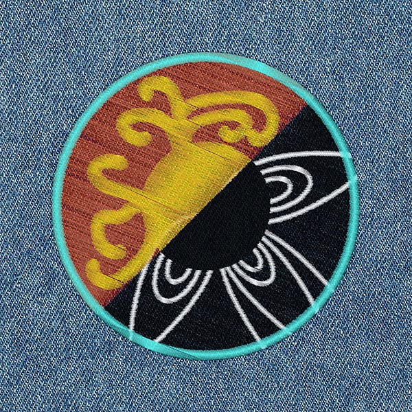 Preliminary design for our 
		envisioned Girl Scout Patch on the Ancient & Modern Sun Watching theme. (credit: PUNCH team member D. Kolinski)